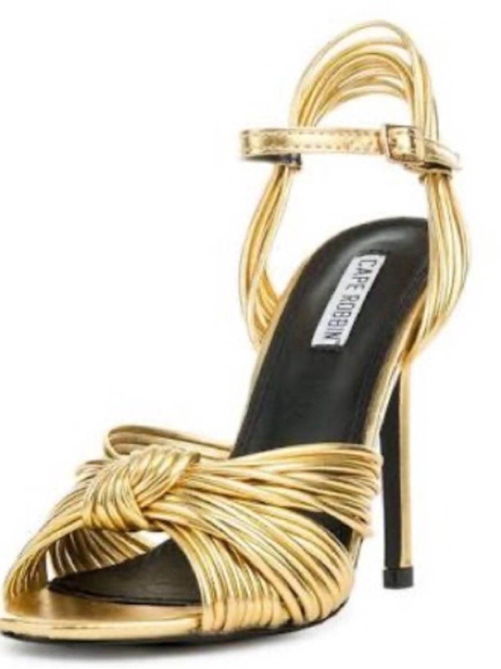 Cape Robbin Gold Metallic Knotted Strappy Stiletto Sandals